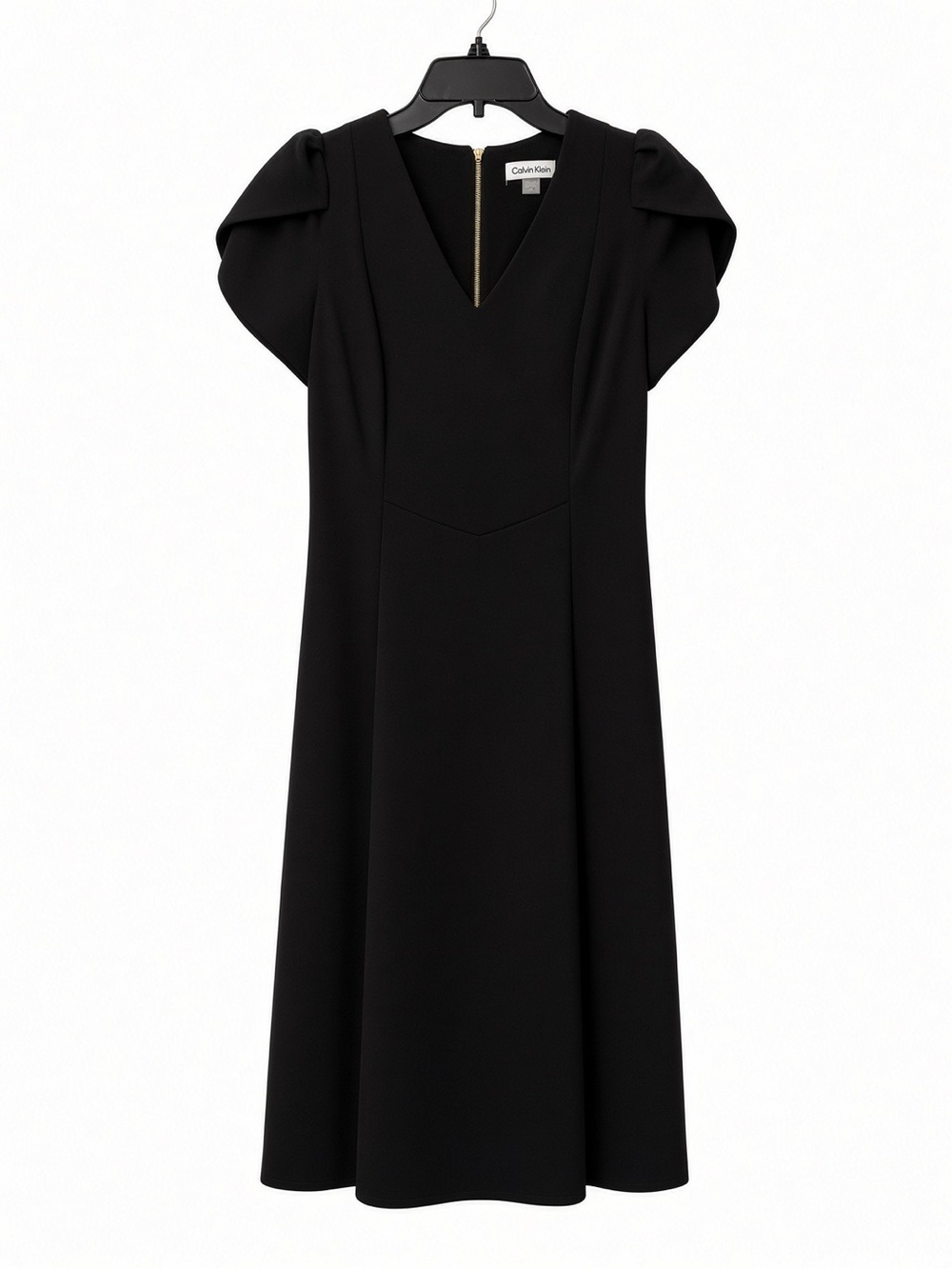 Calvin Klein Black V-Neck Midi Dress